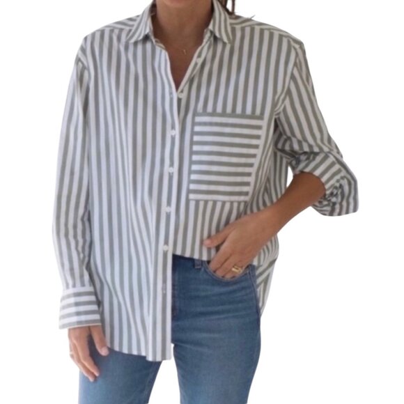 AYR The Deep End Button Up Shirt Womens Size XS Minimalist Classic Capsule Work - Picture 1 of 12